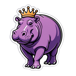 hippo king SVG PNG design with clean design elements