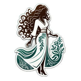 woman nature floral SVG PNG design with white and green floral elements
