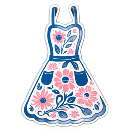 apron flowerpattern floral SVG PNG design with pink and blue floral elements