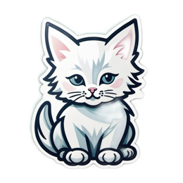 sticker white cat SVG PNG design with clean design elements