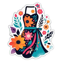 floral dress SVG PNG design with clean design elements, orange and pink floral elements