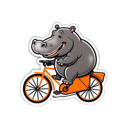 funny hippo biking SVG PNG design with clean design elements