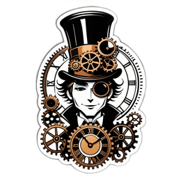 steampunk clockwork man SVG PNG design with clean design elements