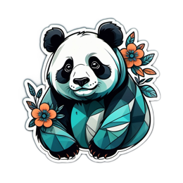 artistic panda floral SVG PNG design with clean design elements, orange floral elements