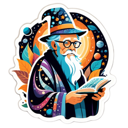 wizard space stars SVG PNG design with orange and blue floral elements