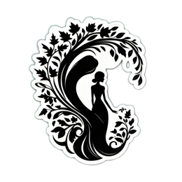 fantasy floral SVG PNG design with black and white floral elements