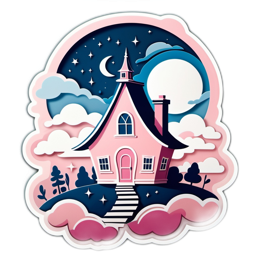 house moon SVG PNG design with clean design elements