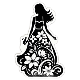 flowerdesign floral SVG PNG design with black and white floral elements