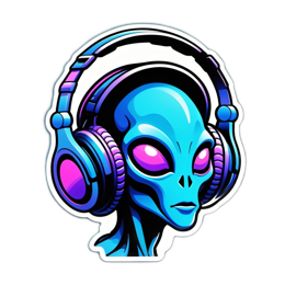 alien headphones sticker SVG PNG design with clean design elements