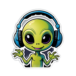 alien music sticker SVG PNG design with clean design elements
