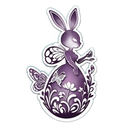 easter bunny butterfly floral SVG PNG design with clean design elements, purple floral elements