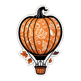 pumpkin hotairballoon leaves floral SVG PNG design with white and orange floral elements