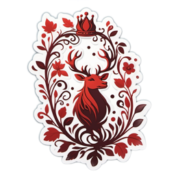 deer floral SVG PNG design with red floral elements