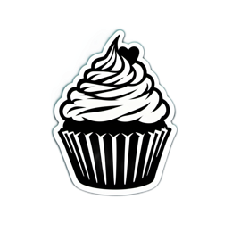 cupcake blackwhite SVG PNG design with clean design elements