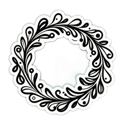 wreath pattern floral SVG PNG design with clean design elements, black and white floral elements