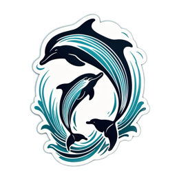 dolphins waves SVG PNG design with clean design elements