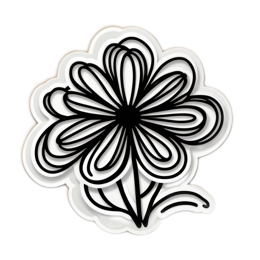 flower outline SVG PNG design with clean design elements, black and white floral elements