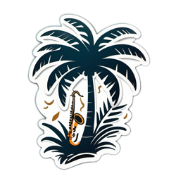 saxophone palm tree SVG PNG design with clean design elements