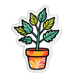 sticker plant SVG PNG design with clean design elements, orange and green floral elements