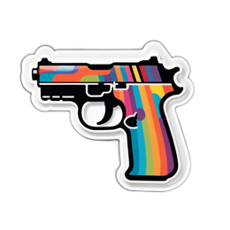 sticker rainbow pistol SVG PNG design with clean design elements