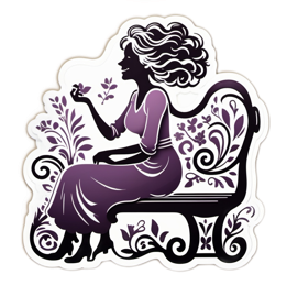 woman floral SVG PNG design with black and purple floral elements