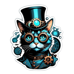 steampunk cat sticker SVG PNG design
