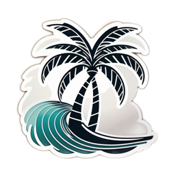 palm wave sticker SVG PNG design with clean design elements