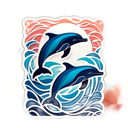 dolphins wave sunset SVG PNG design