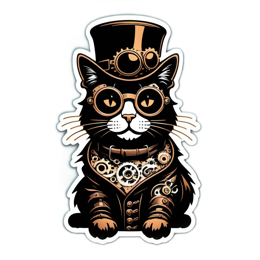 fashion steampunk cat SVG PNG design with clean design elements