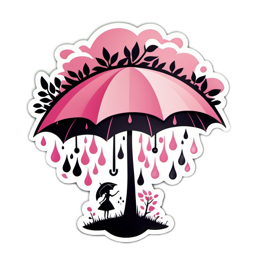 fantasy umbrella SVG PNG design with clean design elements, black and pink floral elements