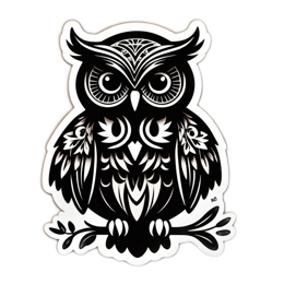 owl monochrome SVG PNG design with clean design elements