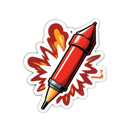 sticker red crayon SVG PNG design with clean design elements