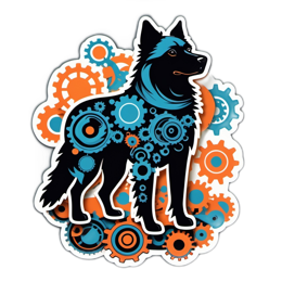 artistic dog gears SVG PNG design with clean design elements