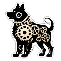 fantasy mechanical dog SVG PNG design with clean design elements