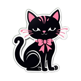 cute black cat sticker SVG PNG design with clean design elements