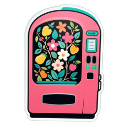 sticker fruits flowers SVG PNG design with pink and green floral elements