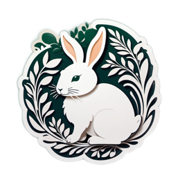 rabbit leaves SVG PNG design with clean design elements
