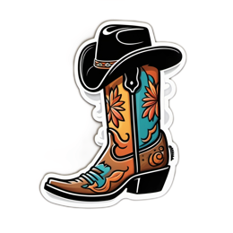 boots sticker floral SVG PNG design with clean design elements, orange and blue floral elements