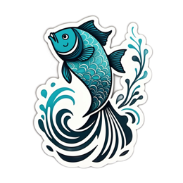 fish waves SVG PNG design with clean design elements