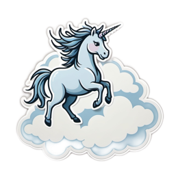 unicorn clouds sticker SVG PNG design with clean design elements