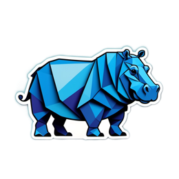 hypnotic blue hippopotamus SVG PNG design with clean design elements