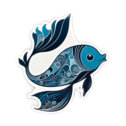 animals blue fish sticker SVG PNG design with clean design elements