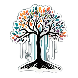 nature colorful tree SVG PNG design with orange and green floral elements