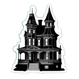 victorian mansion blackandwhite SVG PNG design with clean design elements