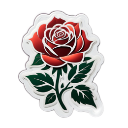 rose sticker SVG PNG design with clean design elements, red and green floral elements