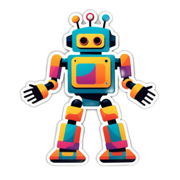 robot colorful sticker SVG PNG design with clean design elements