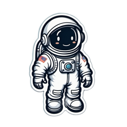 astronaut character sticker SVG PNG design with clean design elements