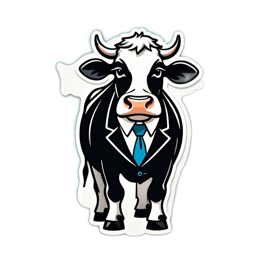 cow business suit SVG PNG design with clean design elements