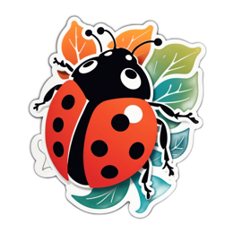 ladybug leaves SVG PNG design with clean design elements