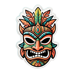 tiki mask colorful SVG PNG design with clean design elements